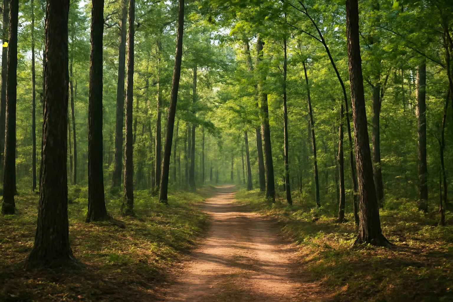 Sunlit East Texas pine and hardwood woodlot showing land relevant to timber registration